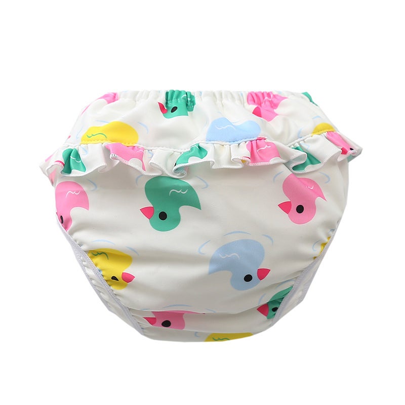 Children''s swimming trunks boys multi-layer waterproof leak-proof swimming trunks cartoon boys and girls Children baby girls swimming trunks - Image 1