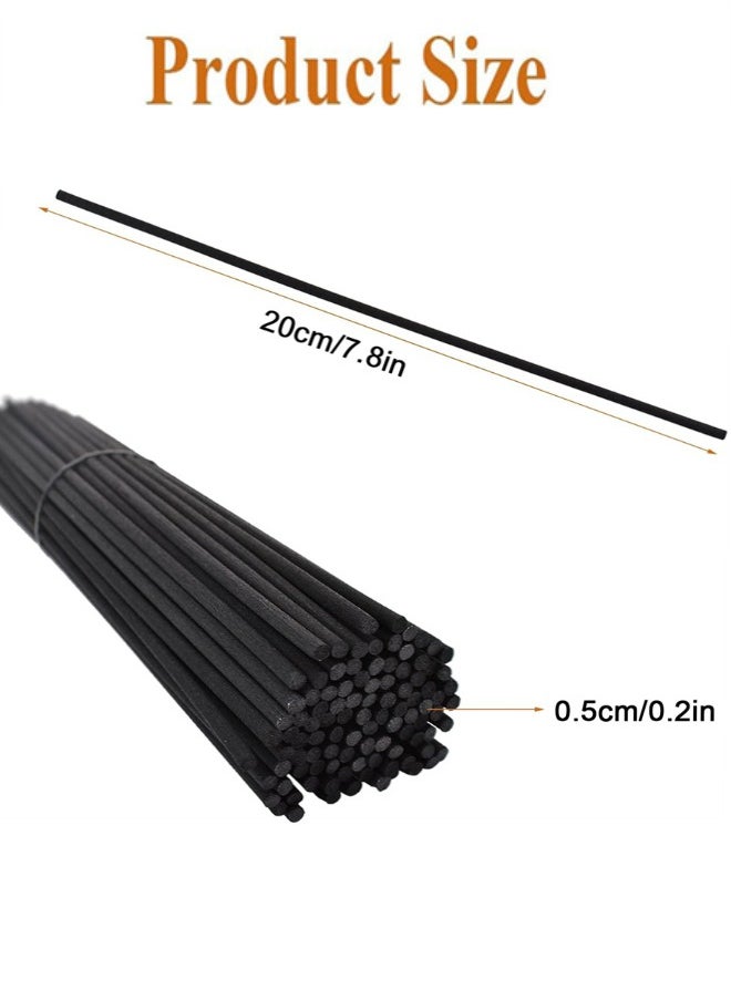 100 Pcs Reed Diffuser Sticks, Essential Oil Aroma Diffuser Sticks, Fibre Reed Sticks Replacement Refill Sticks for SPA Bed Room Home and Office (Black)