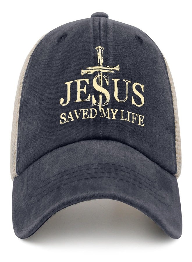 Christian Hats for Men Women,Jesus 3 Nail Cross Hat Christian Religious Gifts Jesus Saved My Life - Image 1