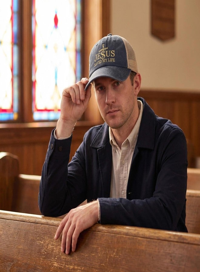 Christian Hats for Men Women,Jesus 3 Nail Cross Hat Christian Religious Gifts Jesus Saved My Life - Image 3
