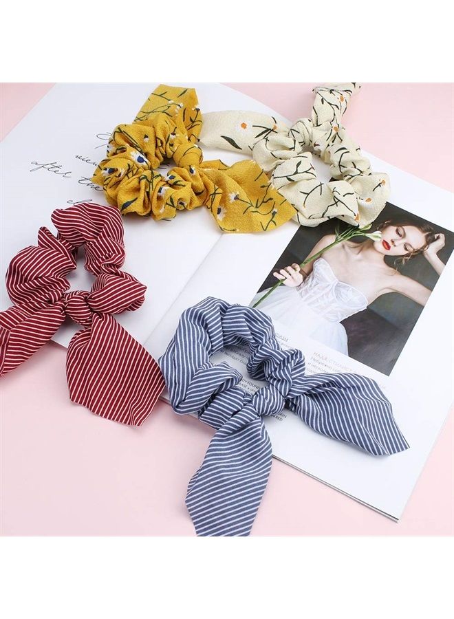 AOPRIE 20Pcs Hair Bunny Scrunchies with Bow Elegant Hair Elastics Bunny Ear Scrunchies Chiffon Scrunchies Hair Bow Chiffon Ponytail Holder Bobbles Soft Bow Scrunchies for Women Hair Bands Hair Ties - Image 4