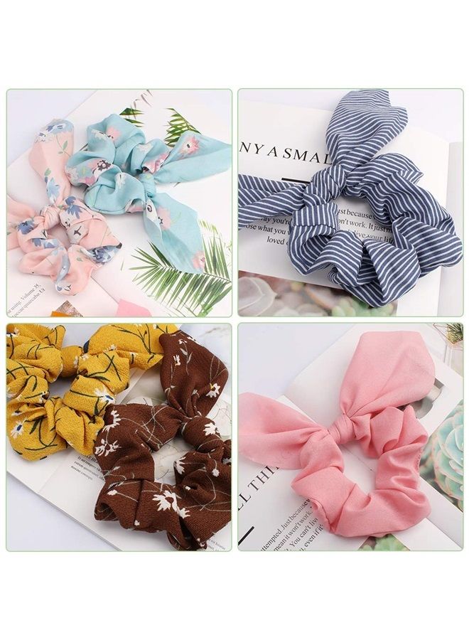AOPRIE 20Pcs Hair Bunny Scrunchies with Bow Elegant Hair Elastics Bunny Ear Scrunchies Chiffon Scrunchies Hair Bow Chiffon Ponytail Holder Bobbles Soft Bow Scrunchies for Women Hair Bands Hair Ties - Image 2