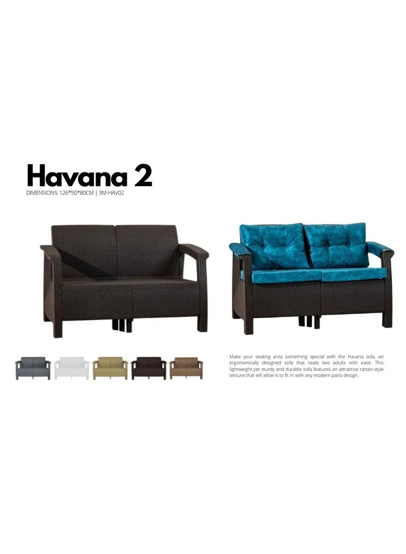 جالاكسي ديزاين "أريكة هافانا بمقعدين من الروطان للاستخدام الخارجي والداخلي مع كراسي عصرية" - Image 2