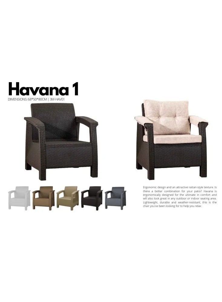 جالاكسي ديزاين "أريكة هافانا بمقعدين من الروطان للاستخدام الخارجي والداخلي مع كراسي عصرية" - Image 3