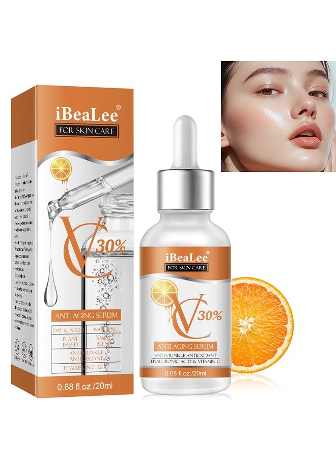 iBealee Vitamin C 30% Anti Aging Serum, Retinol and Hyaluronic Acid Serum for Brightening Firming and Hydrating Get Rid of Acne Marks Shrink Essence Fine Facial Lines Fade Brighten Pores Retinol Serum 20ml - Image 1