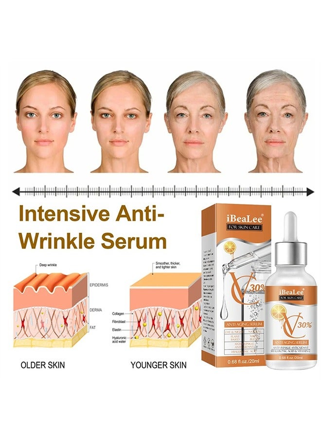 iBealee Vitamin C 30% Anti Aging Serum, Retinol and Hyaluronic Acid Serum for Brightening Firming and Hydrating Get Rid of Acne Marks Shrink Essence Fine Facial Lines Fade Brighten Pores Retinol Serum 20ml - Image 3