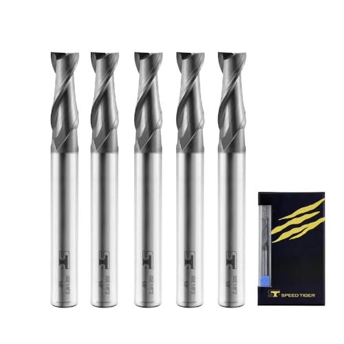 SPEED TIGER Micrograin Carbide Square End Mill - 2 Flute - ISE3/16 2T (5 Pieces, 3/16") - for Milling Alloy Steels, Hardened Steel, Metal & More – Mill Bits Sets for DIYers & Professionals - Image 1