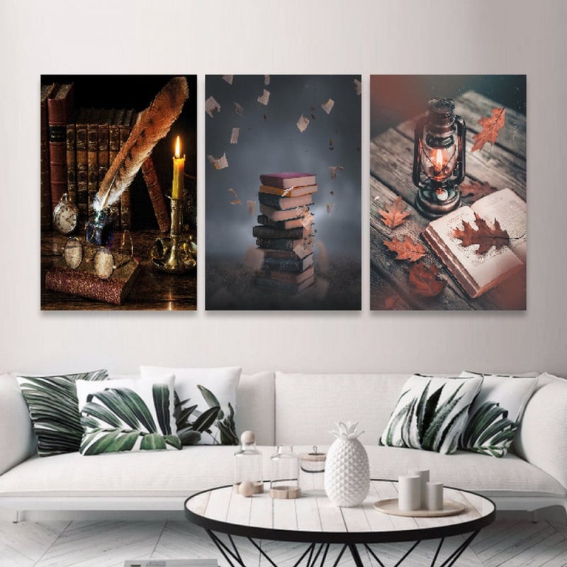 ماركتنا ثلاث لوحات قماشية فخمة بتصميم مودرن مع برواز مجوف مقاس (120×60) ثلاث قطع - Image 1