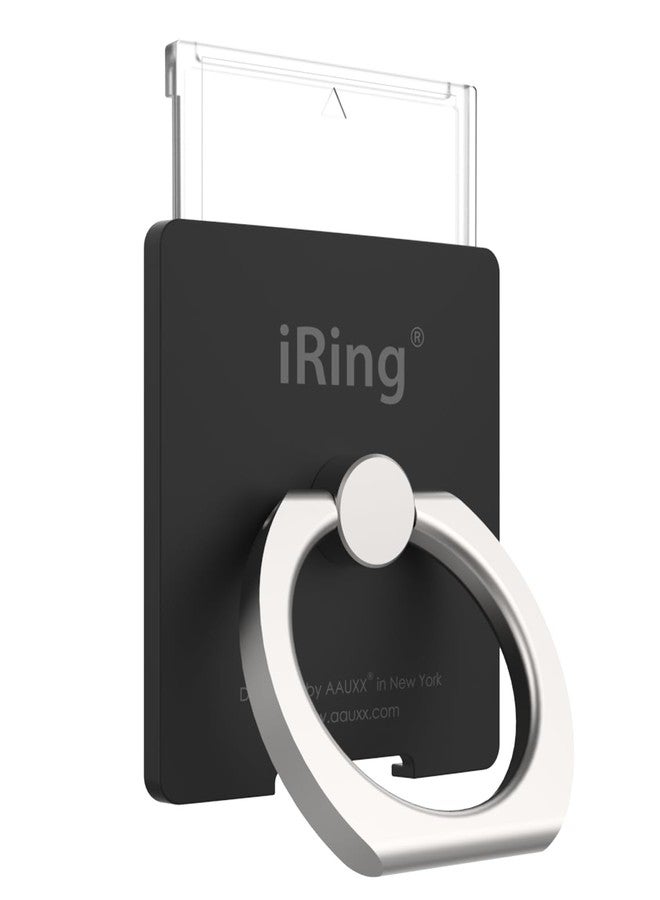 iRing حلقة iRing، مصنوعة في كوريا، حامل هاتف صديق للشحن اللاسلكي - حلقة إصبع لحمل الهاتف ودعامة متوافقة مع آيفون، جالاكسي، وهواتف ذكية أخرى (أسود غير لامع) - Image 1