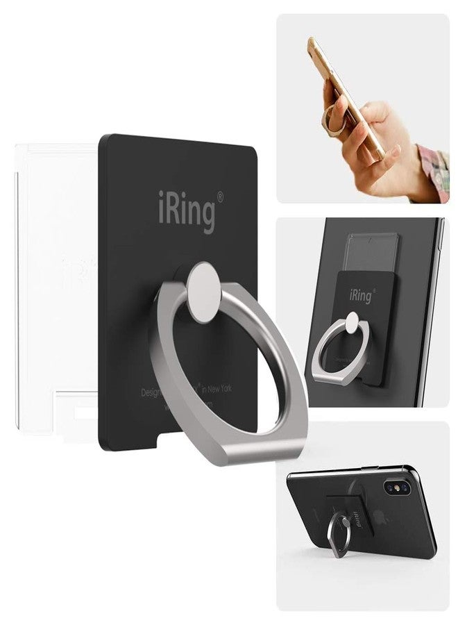 iRing حلقة iRing، مصنوعة في كوريا، حامل هاتف صديق للشحن اللاسلكي - حلقة إصبع لحمل الهاتف ودعامة متوافقة مع آيفون، جالاكسي، وهواتف ذكية أخرى (أسود غير لامع) - Image 2