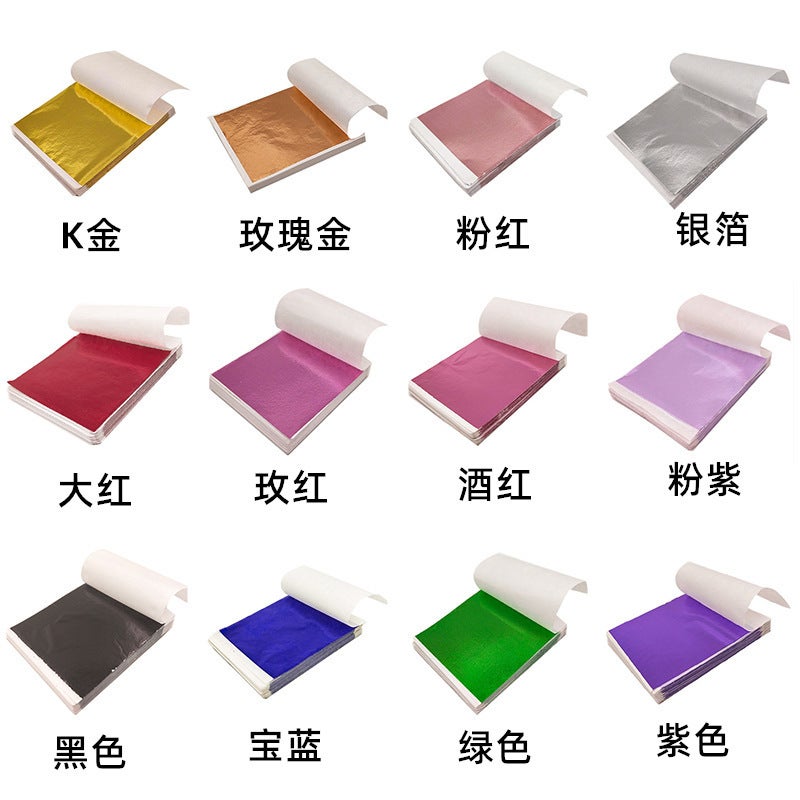 Taiwan Gold Foil Paper Buddha Statue Gold Foil Paper Glue Color Foil Furniture Lighting Crafts 100 Sheets Of Electrochemical Aluminum - Image 3
