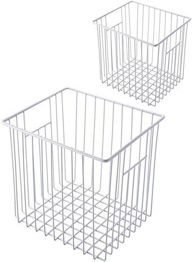 SANNO Freezer Baskets Pantry Wire Storage Basket Bins, Refrigerator Organizer Baskets Food Storage Bin with Handles for Cabinets, Pantry, Closets, Bedrooms - Set of 2 - Image 1