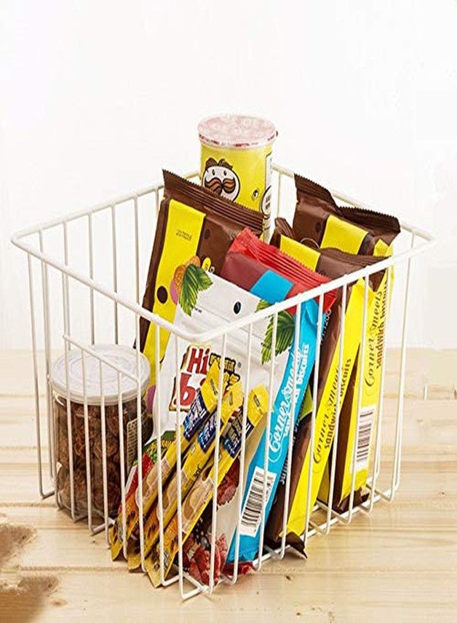 SANNO Freezer Baskets Pantry Wire Storage Basket Bins, Refrigerator Organizer Baskets Food Storage Bin with Handles for Cabinets, Pantry, Closets, Bedrooms - Set of 2 - Image 4