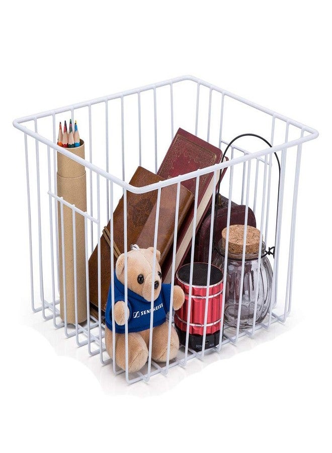 SANNO Freezer Baskets Pantry Wire Storage Basket Bins, Refrigerator Organizer Baskets Food Storage Bin with Handles for Cabinets, Pantry, Closets, Bedrooms - Set of 2 - Image 3