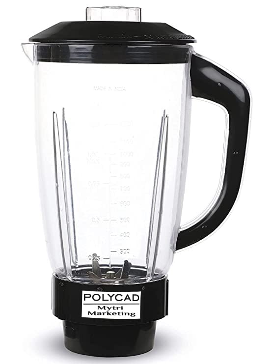 Polycad Polycad Milkshake Jar with Lid for Mixer Grinder 1500ML ABS Plastic Material Black 1Pc MA05  - Image 1