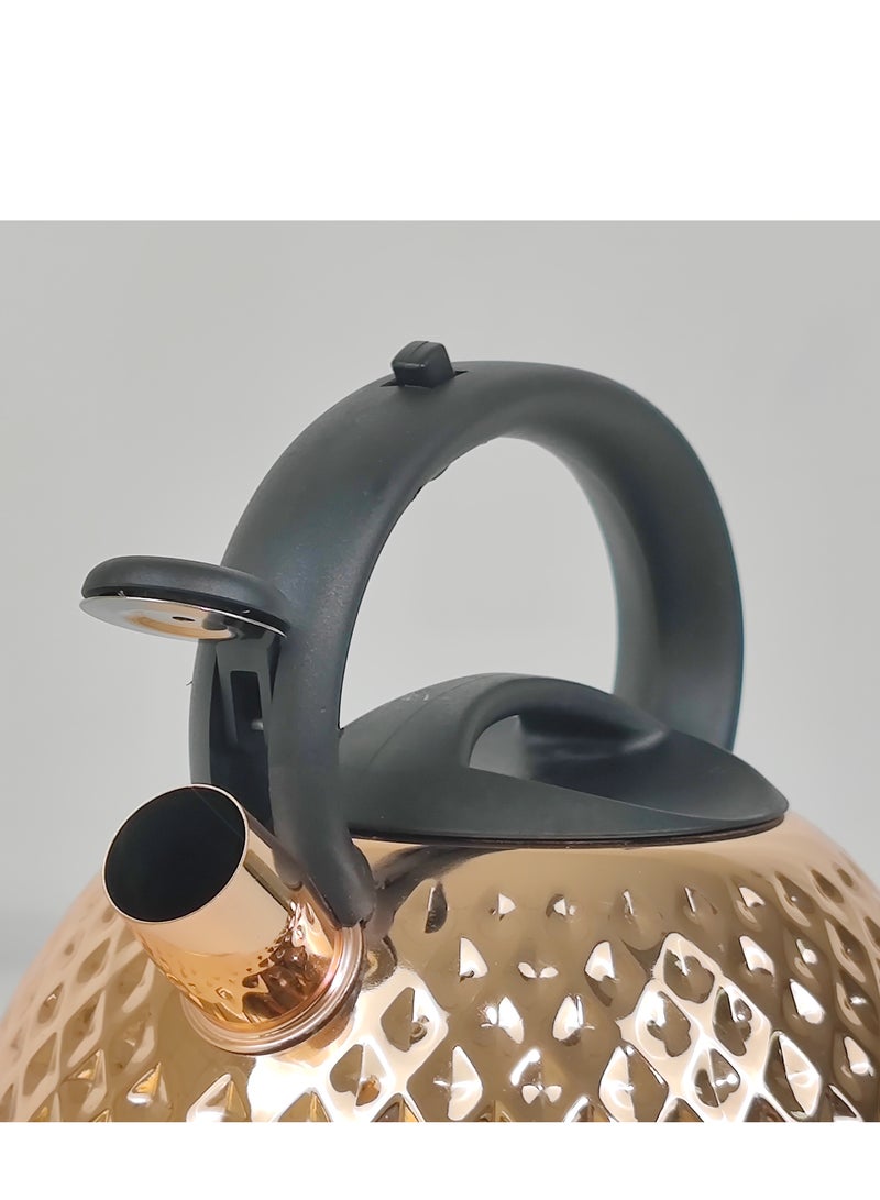 3L Modern Design Coffee Dallah Pot Rustproof Premium Stainless Steel Teapot with Alarming Whistle Mirror Finish Coffee Kettle Easy Pour Spout Tea Kettle with Lid and Heat Resistant Ergonomic Handle Dishwasher Safe Induction Safe Teapot for Office Home