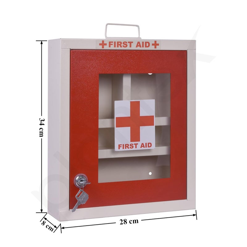 Plantex First Aid Kit Box with Multi Compartment/Emergency Medical Box for Home - School - Office/Medicine Box with Lock & Keys - (Red & Ivory) - GI Steel - Image 3