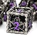 HNCCESG Hollow Grim Reaper Metal DND Dice Set7Piece Polyhedral RPG Dice3D Hollow Skeleton Design Purple Numbers - Image 2
