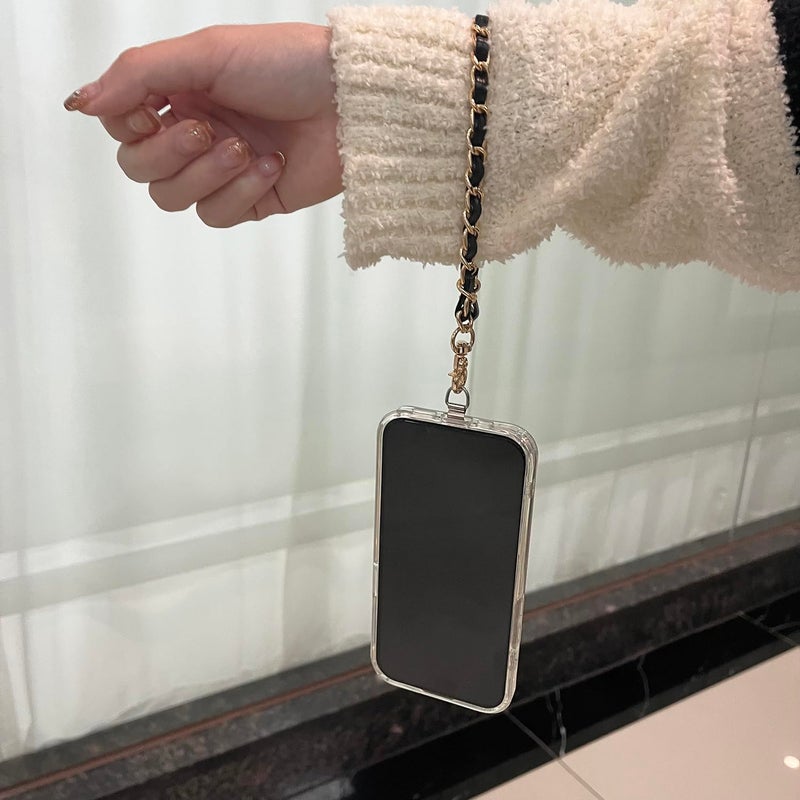 TENOC Metal Phone Wrist Strap, Universal Cellphone Lanyard with Tether Tab,Hands-Free Wristlet Bracelet, Anti Theft Phone Chain for Women, Black - Image 5
