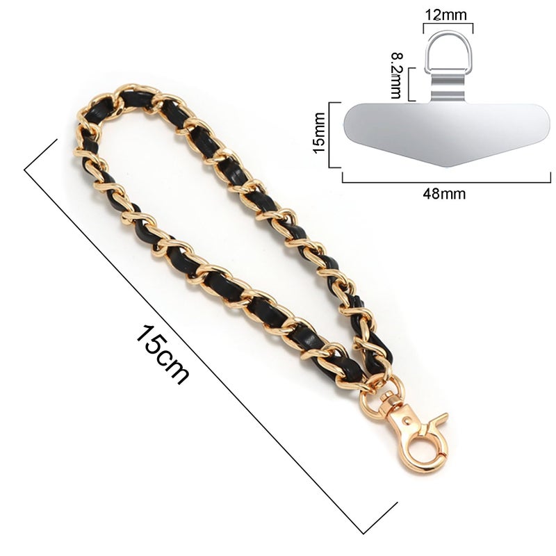 TENOC Metal Phone Wrist Strap, Universal Cellphone Lanyard with Tether Tab,Hands-Free Wristlet Bracelet, Anti Theft Phone Chain for Women, Black - Image 2