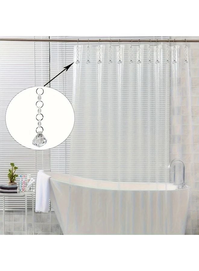 Water Drops Style 12pcs Rust Resistant Stainless Steel Shower Curtain Hooks With Roller Balls - Image 4