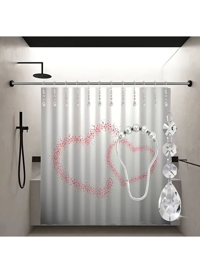 Water Drops Style 12pcs Rust Resistant Stainless Steel Shower Curtain Hooks With Roller Balls - Image 2