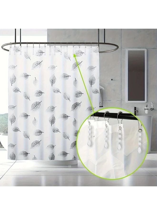 Water Drops Style 12pcs Rust Resistant Stainless Steel Shower Curtain Hooks With Roller Balls - Image 5
