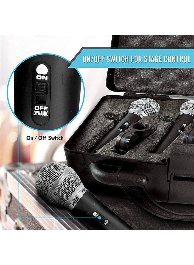 Pyle 3 Piece Professional Dynamic Microphone Kit Cardioid Unidirectional Vocal Handheld MIC with Hard Carry Case & Bag, Holder/Clip & 26ft XLR Audio Cable to 1/4'' Audio Connection (PDMICKT34)