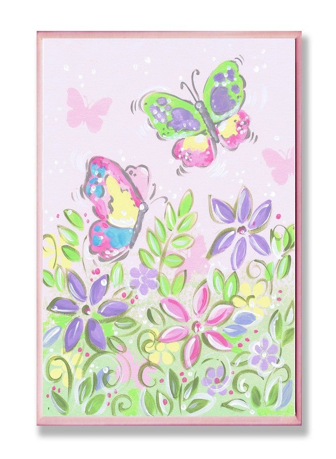 Stupell Industries The Kids Room by Stupell Pastel Butterflies and Flowers Wall Plaque, 13 x 19 - Image 1