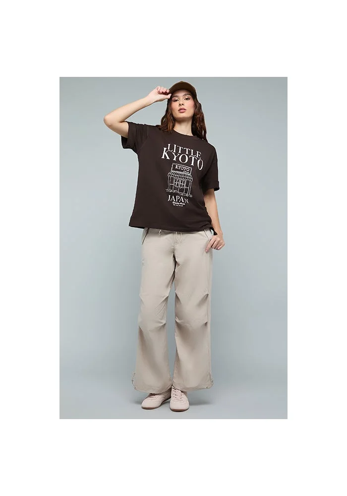 R&b Solid Cargo Pants with Drawstring Waist