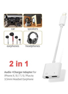 Generic Apple MFi Certified Lightning to 3.5mm Headphones Dongle Jack Adapter for iPhone 2 in 1 Headphone Adapter and Aux Audio Adapter& Charger Cable Splitter Compatible with iPhone 12 11 XS XR X 8 7  - Image 3