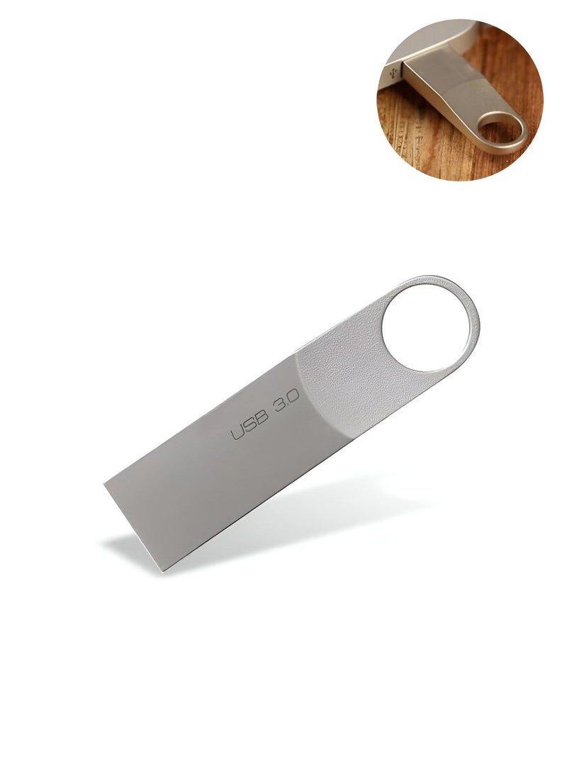 CHAPPELINE Flash Drive For Storage And Transfer With 128GB Capacity 128GB Flash Drive Metal USB 3.1/3.0, Waterproof, Shockproof - Silver - Image 1