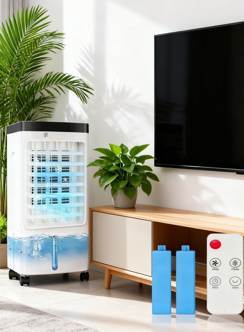 Yoawllty Remote-controlled evaporative air cooler, three-speed multi-function water air conditioner, delivers powerful cooling and prevents dryness in summer. Ideal for bedrooms, kitchens, offices, and other indoor spaces. - Image 2