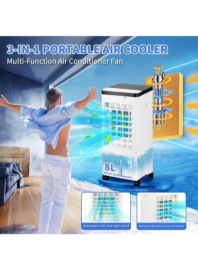 Yoawllty Remote-controlled evaporative air cooler, three-speed multi-function water air conditioner, delivers powerful cooling and prevents dryness in summer. Ideal for bedrooms, kitchens, offices, and other indoor spaces. - Image 4