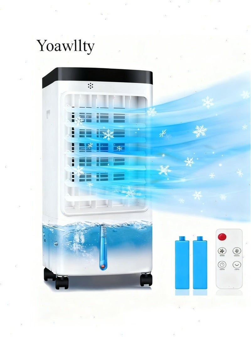 Yoawllty Remote-controlled evaporative air cooler, three-speed multi-function water air conditioner, delivers powerful cooling and prevents dryness in summer. Ideal for bedrooms, kitchens, offices, and other indoor spaces. - Image 1