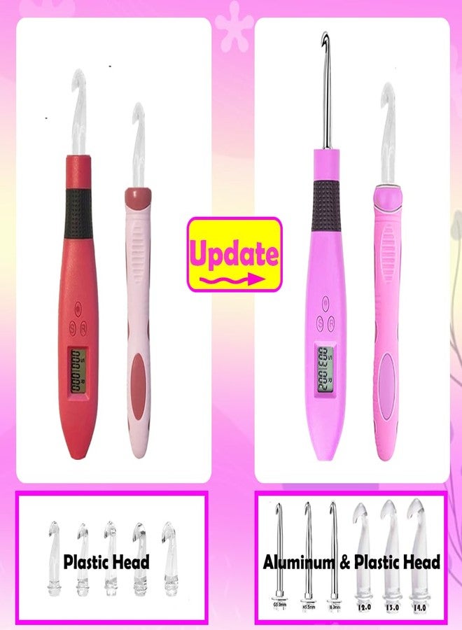 Lewhoo Light Up Crochet Hooks for Stitch & Row Counter,Counting Crochet Hook Set Digital Crochet Hooks Set,18 Different Size Interchangeable Crochet Needle 2.0~14.0mm - Image 4