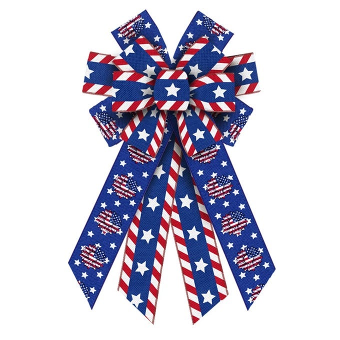 LARGE PATRIOTIC BOWS FOR WREATH PATRIOTIC WREATH BOWS 4TH OF JULY BURLAP SUNFLOWER BOWS FOR FRONT DOOR RED BLUE WHITE PATRIOTIC STAR TREE TOPPER BOW FOR HOME INDOOR OUTDOOR DECOR