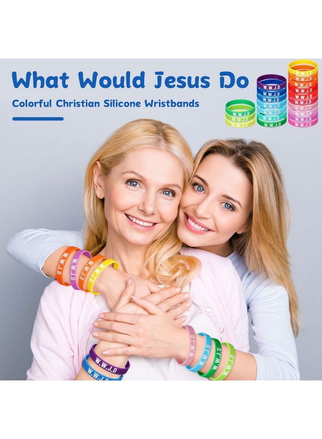 Jerify 200 Pcs Wwjd Bracelets Religious Colored What Would Jesus Do Bracelets Christian Silicone Bracelet Silicone Wwjd Wristband For Fundraiser Men Women Church Events Party Favors - Image 2