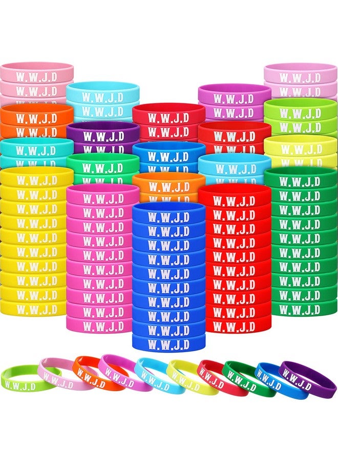 Jerify 200 Pcs Wwjd Bracelets Religious Colored What Would Jesus Do Bracelets Christian Silicone Bracelet Silicone Wwjd Wristband For Fundraiser Men Women Church Events Party Favors - Image 1