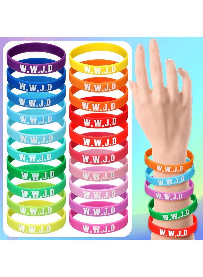 Jerify 200 Pcs Wwjd Bracelets Religious Colored What Would Jesus Do Bracelets Christian Silicone Bracelet Silicone Wwjd Wristband For Fundraiser Men Women Church Events Party Favors - Image 4