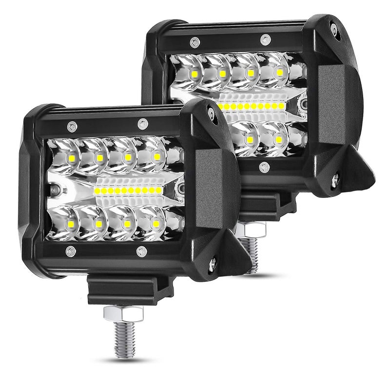 AAIWA 4 Inch 120W LED Light Bar 12000LM Spot Flood Combo Off Road Triple Row Work Driving Fog Light for Pickup Truck ATV UTV SUV Boat 2PCS - Image 1