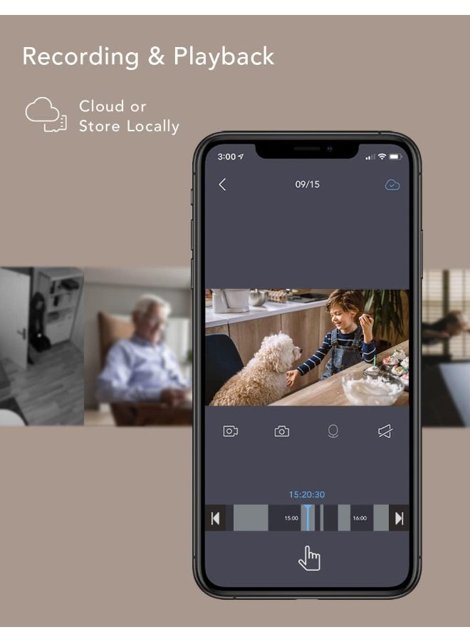 Nooie مراقب الأطفال Nooie 2 حزمة، كاميرا ذكية 360 درجة 1080P واي فاي - Image 5