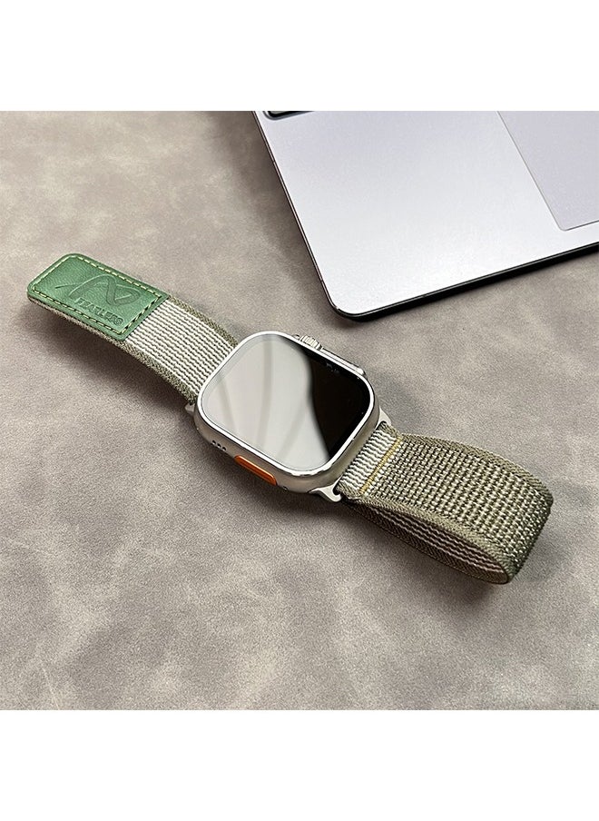 Fearless Tape Smartwatch Bands for Apple Watch Ultra 1/2 49mm 45mm 44mm 42mm, Replacement Parachute Style Buckle Straps for iWatch SE Series 10 9 8 7 6 5 4 3 2 1 SE (Green)  - Image 2