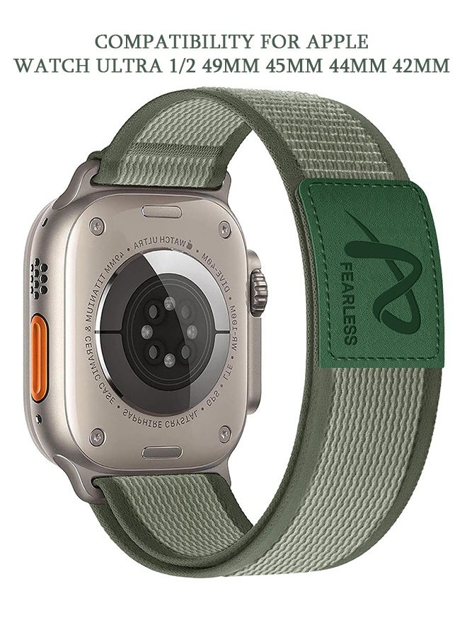 Fearless Tape Smartwatch Bands for Apple Watch Ultra 1/2 49mm 45mm 44mm 42mm, Replacement Parachute Style Buckle Straps for iWatch SE Series 10 9 8 7 6 5 4 3 2 1 SE (Green)  - Image 1