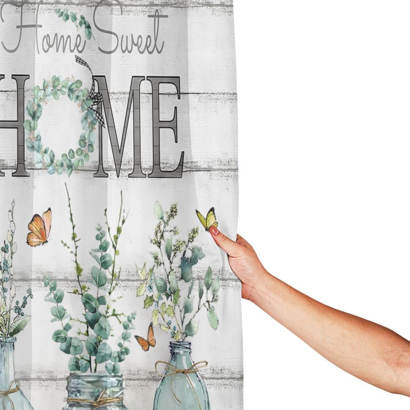 Tijuboni Farmhouse Shower Curtain Green Eucalyptus Shower Curtains for Neutral Country Bathroom Decor Rustic Butterfly Botanical Shower Curtain Set Waterproof Polyester Fabric 60 x 72 Inch - Image 4