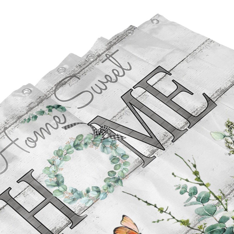 Tijuboni Farmhouse Shower Curtain Green Eucalyptus Shower Curtains for Neutral Country Bathroom Decor Rustic Butterfly Botanical Shower Curtain Set Waterproof Polyester Fabric 60 x 72 Inch - Image 5