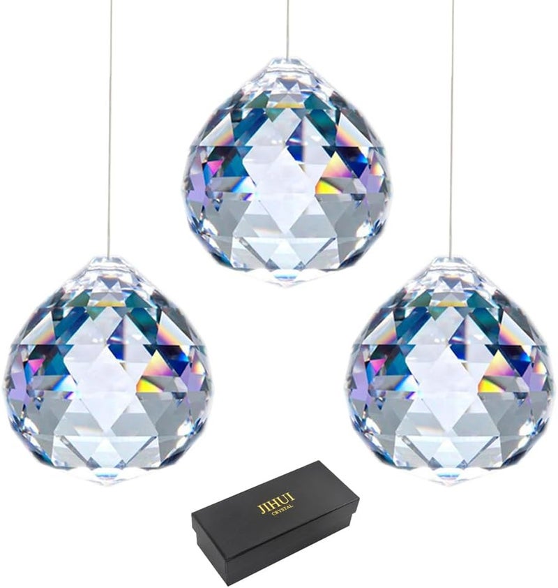 JIHUI Clear Glass Crystal Ball Prism Pendant Suncatcher 40 mm - Image 1