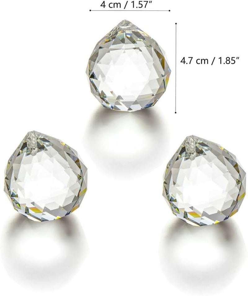 JIHUI Clear Glass Crystal Ball Prism Pendant Suncatcher 40 mm - Image 2