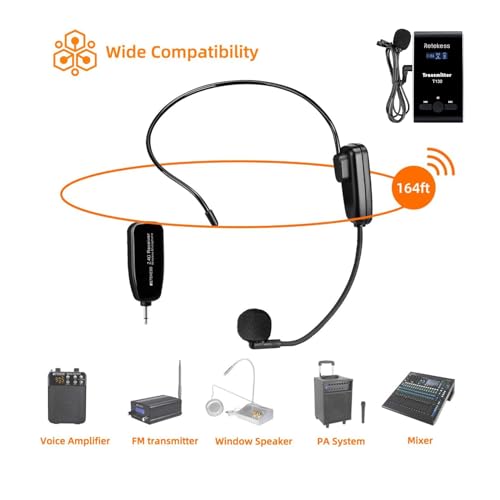 Retekess TT123 Wireless Microphone Headset,2.4G Wireless Mic System,164ft,Headset and Handheld 2 in 1,for Tour Guide,System,Voice Amplifier,Window Speaker,PA System(Incompatible Phone,Laptop) - Image 5