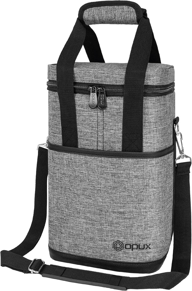 OPUX 4,6 Bottle Wine Bag Tote Carrier | Leakproof Insulated Wine Cooler Bag for Travel, BYOB, Picnic | Padded Portable Wine Bottle Bag for Dinner Party, Christmas Gift for Wine Lovers, Women, Men - Image 1